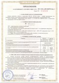 Приложение к Сертификату соответствия продукции «Шкафы управления, питания и коммутации 